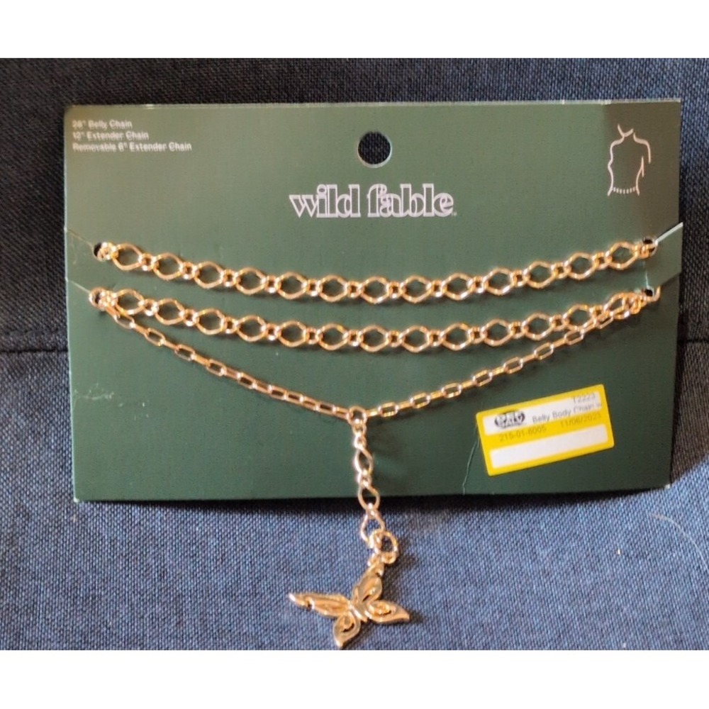 New Wild Fable Women's belly chain Gold Butterfly 28"